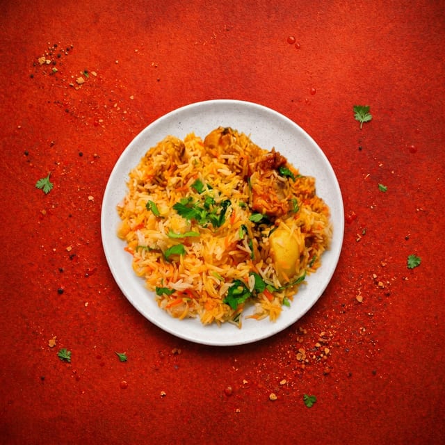 Bone-in Goat Biryani.